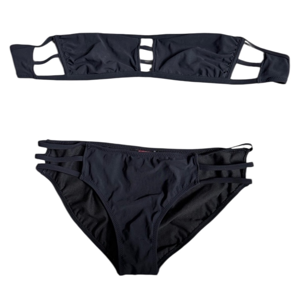 Red Carter Black Strappy “Lion Tamer” Bikini Set, Size Medium